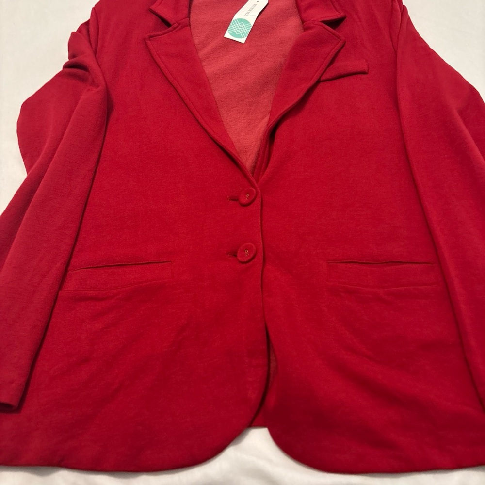 Tart Red Kaylie French Terry Blazer 2 Button SZ XL Career Casual Rayon Cotton - Picture 5 of 15